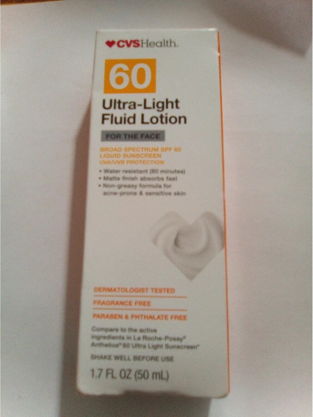 Cvs Health 60 Ultra-Light Facial Sunscreen Fluid Water, Exp:10/2027